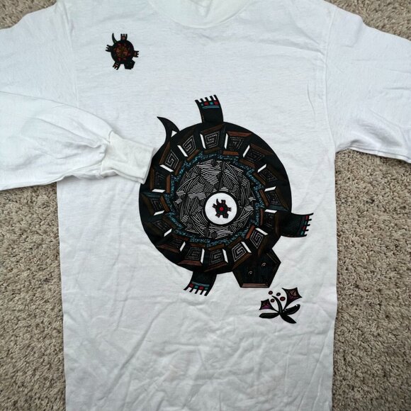 Vintage 90s Nature Native American Turtle Merrill Quannie T Shirt Small Hanes - Picture 1 of 15